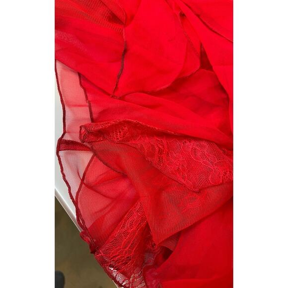 Alice+ Olivia Day Sunburst Red Pleated Sleeve Ruffle Tiered Maxi Dress Size 0 - Picture 13 of 16